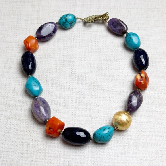 Jimetta Jewelry - Statement Multi Color Beaded Necklace